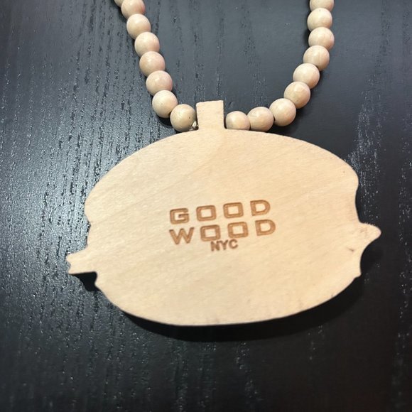 GoodWood NYC Cheeseburger Necklace Wooden Pendant Wooden Beaded - Picture 4 of 4